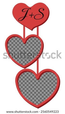 Heart Frame. Romantic relationship. Insert photo between layers and write your names. For notebooks and posters. Vector illustration.