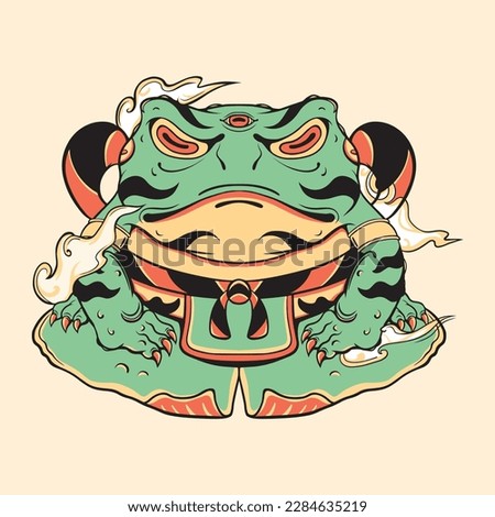 japanese character frog vector art