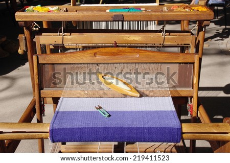 Traditional weaving hand loom for carpets in Bulgaria