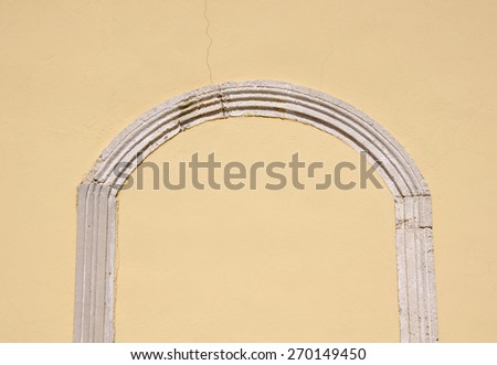 Sealed medieval stone arch door on church, Bulgaria