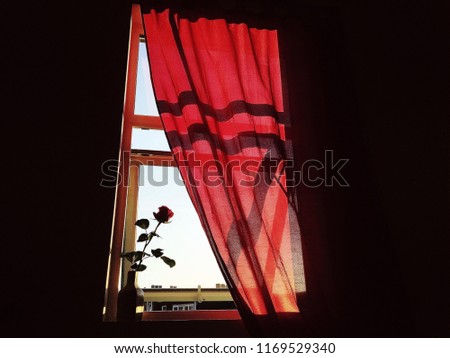 Similar – Image, Stock Photo The drawn curtain still lets in some daylight.