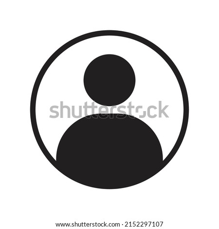 User person black icon in circle isolated on white background. Avatar with a face. Vector illustration.