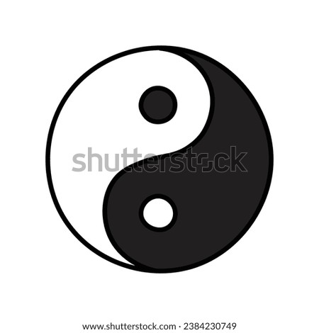 Hand-drawn cartoon doodle cartoon yin yang icon isolated on a white background. Flat design. Vector illustration.