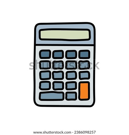 A hand-drawn cartoon doodle calculator isolated on a white background. Flat design. Vector illustration.