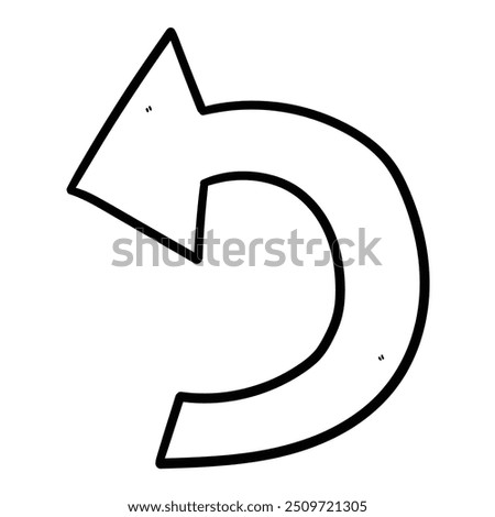 Hand drawn doodle arrow pointing left isolated on white background. Vector illustration.