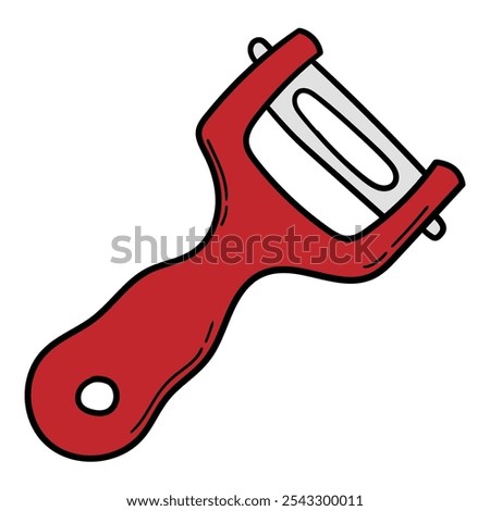 Hand drawn cartoon vegetable peeler isolated on white background. Vector illustration.