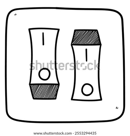 Hand drawn doodle electric toggle switch isolated on white background. Vector illustration.