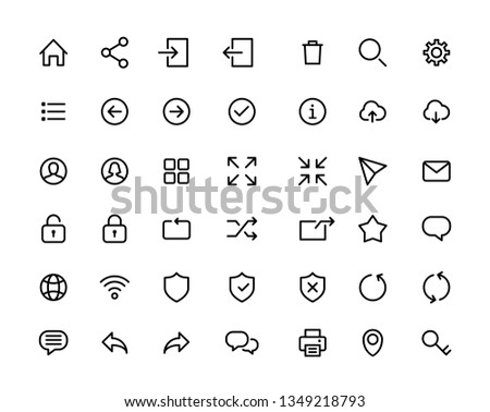 Web ui icon set simple flat style outline vector sign.