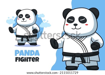 Cute Karate Panda Cartoon Mascot Illustration