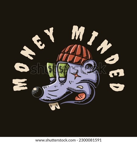 illustration of a mouse wearing a hat with eyes spitting out money