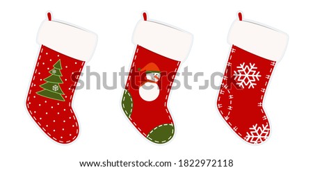 Similar – Santa Claus sock with Christmas balls on wooden floor