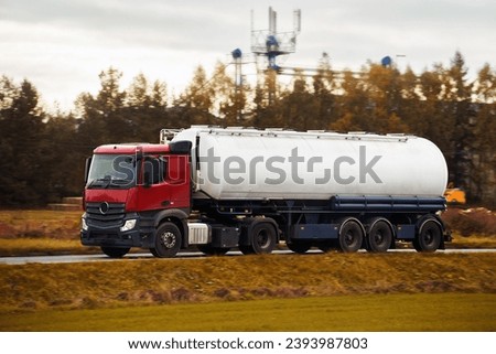 Similar – Image, Stock Photo wheels and truck tank on the road