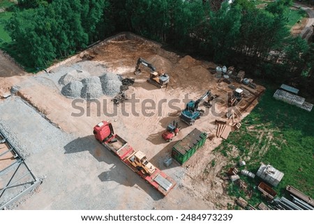 Similar – Image, Stock Photo Construction area from top view of a drone