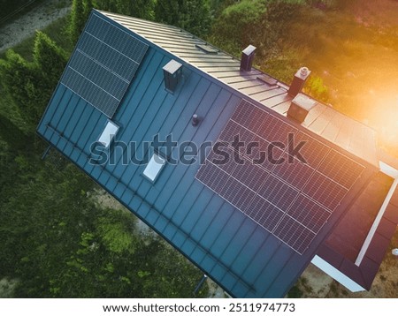 Similar – Image, Stock Photo Solar panels or photovoltaic module. Solar power for green energy. Sustainable resources. Renewable energy. Clean technology. Solar cell panels use sun light as a source to generate electricity.