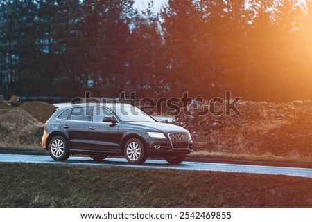 Similar – Image, Stock Photo Road near forest in afternoon