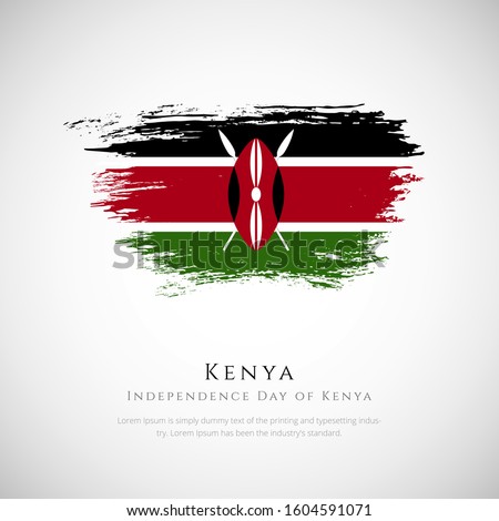 Happy independence day of Kenya greeting background. Creative Independence day of Kenya patriotic background with Kenya brush stroke national flag.