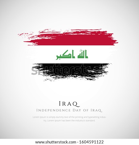 Happy independence day Iraq greeting background. Classic Independence day of Iraq patriotic background with Iraq brush stroke national flag.