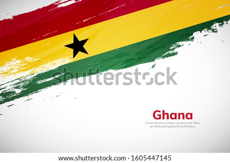 Brush painted grunge flag of Ghana country. Hand drawn flag style of Ghana. Creative brush stroke abstract concept brush flag background.