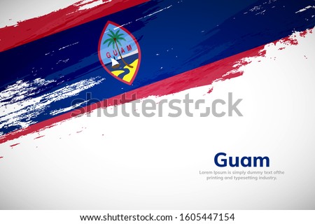 Brush painted grunge flag of Guam country. Hand drawn flag style of Guam. Creative brush stroke abstract concept brush flag background.