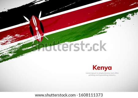 Brush painted grunge flag of Kenya country. Hand drawn flag style of Kenya. Creative brush stroke abstract concept brush flag background.