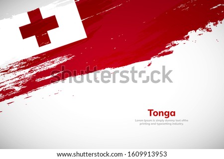 Brush painted grunge flag of Tonga country. Hand drawn flag style of Tonga. Creative brush stroke abstract concept brush flag background.