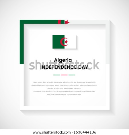 Abstract Algeria flag square frame stock illustration. Elegant country frame with text for Independence day of Algeria.