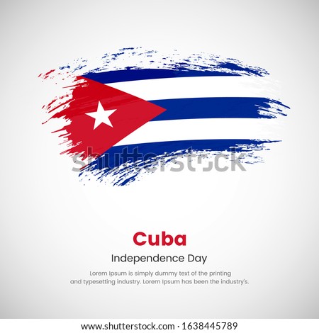 Brush painted grunge flag of Cuba country. Independence day of Cuba. Abstract creative painted grunge brush flag background.