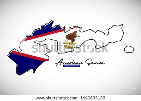 Happy independence day of American Samoa. Creative national country map with American Samoa flag vector illustration.