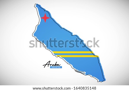 Happy national day of Aruba. Creative national country map with Aruba flag vector illustration.