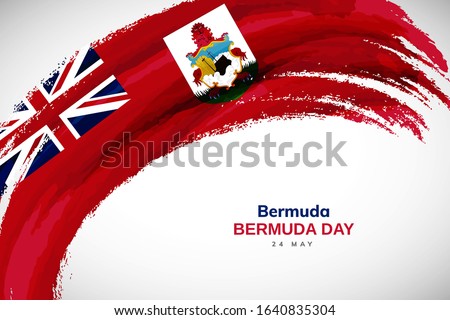 Happy bermuda day. Watercolor brush stroke flag background. Creative national country flag with Abstract watercolor grunge brush flag.