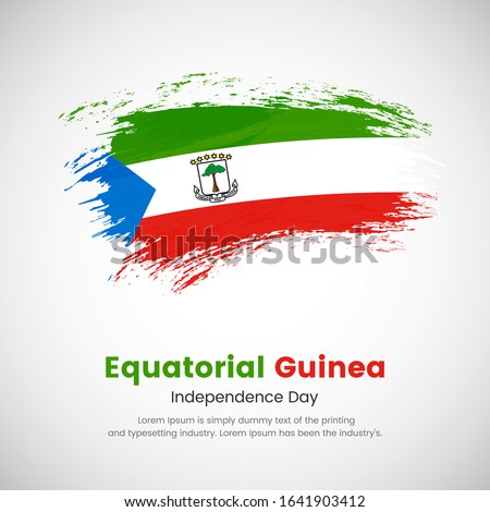 Brush painted grunge flag of Equatorial Guinea country. Independence day of Equatorial Guinea. Abstract creative painted grunge brush flag background.