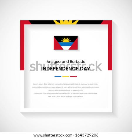 Abstract Antigua and Barbuda flag square frame stock illustration. Creative country frame with text for Independence day of Antigua and Barbuda.