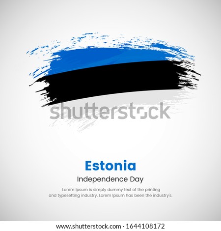 Brush painted grunge flag of Estonia country. Independence day of Estonia. Abstract creative painted grunge brush flag background.