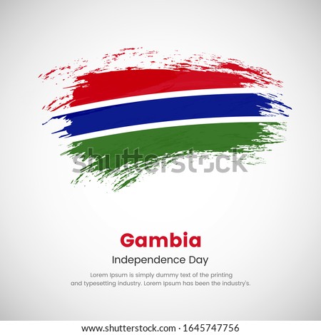 Brush painted grunge flag of Gambia country. Independence day of Gambia. Abstract creative painted grunge brush flag background.