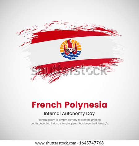 Brush painted grunge flag of French Polynesia country. Internal autonomy day of French Polynesia. Abstract creative painted grunge brush flag background.
