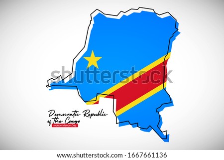 Happy independence day of Democratic Republic of the Congo. Abstract national country map with Democratic Republic of the Congo flag vector illustration.