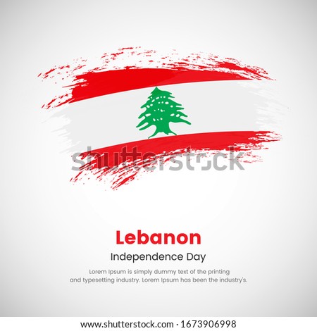 Brush painted grunge flag of Lebanon country. Independence day of Lebanon. Abstract creative painted grunge brush flag background.