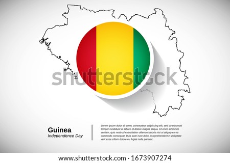 Independence day of Guinea. Elegant national holiday of Guinea with map design elements and country flag in circle. Creative greeting card, banner vector illustration.
