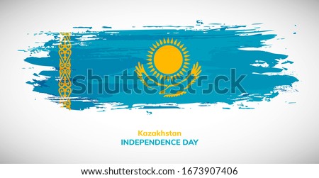 Happy independence day of Kazakhstan. Brush flag of Kazakhstan vector illustration. Abstract watercolor concept of national brush flag background. Brush stroke background.