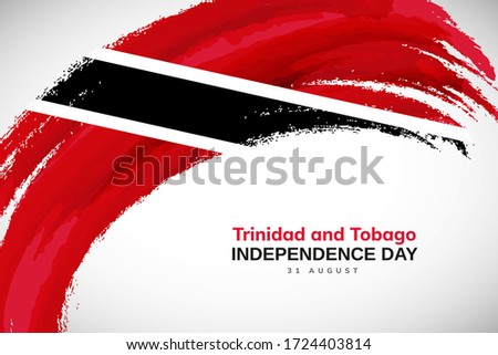 Happy independence day of Trinidad and Tobago. Watercolor brush stroke flag background. Classic national country flag with Abstract watercolor grunge brush flag