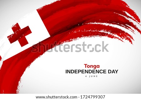 Happy independence day of Tonga. Watercolor brush stroke flag background. Creative national country flag with Abstract watercolor grunge brush flag