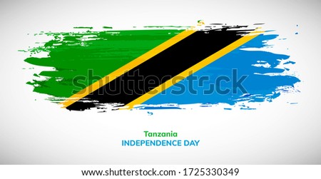 Happy independence day of Tanzania. Brush flag of Tanzania vector illustration. Creative watercolor concept of national brush flag background