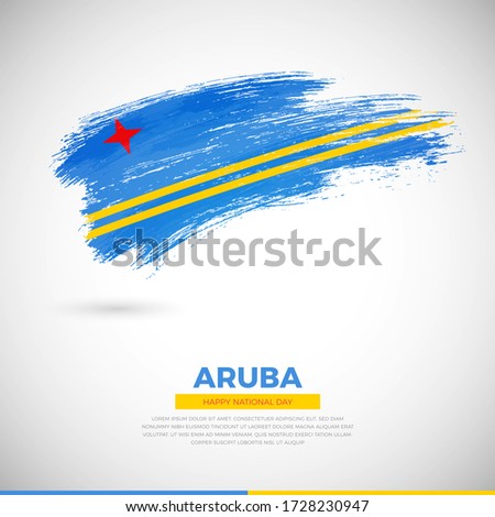 Happy national day of Aruba country. Elegant grunge brush of Aruba flag illustration