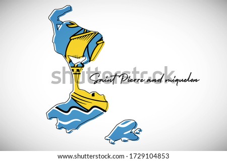 Happy national day of Saint Pierre and miquelon. Modern national country map with flag vector illustration