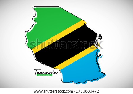 Happy independence day of Tanzania. Abstract national country map with Tanzania flag vector illustration