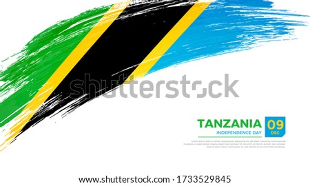 Flag of Tanzania country. Happy Independence day of Tanzania background with grunge brush flag illustration