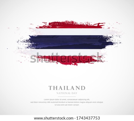 Abstract watercolor brush stroke flag for national day of Thailand