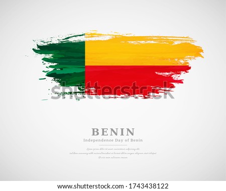 Happy independence day of Benin with artistic watercolor country flag background