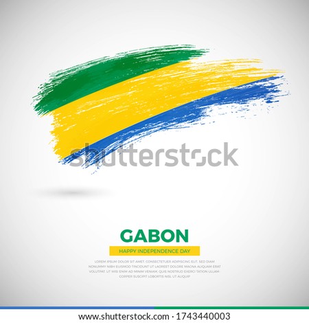 Happy independence day of Gabon country. Abstract grunge brush of Gabon flag illustration