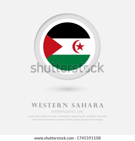 Abstract happy independence day of Western Sahara country with country flag in circle greeting background